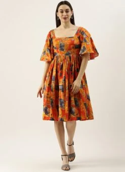 MultiColored Bell Sleeve Dress After Six Wear -Indo Clothing Shop MultiColored Bell Sleeve Dress DRBS02105352 u