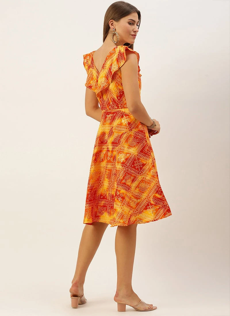 MultiColored Printed Cotton Knee Length Dress After Six Wear 4 MultiColored Printed Cotton Knee Length Dress After Six Wear - Image 4