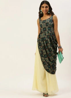 Multicolor N Off White Printed Kurta Set Festive Wear -Indo Clothing Shop Multicolor N Off White Printed Kurta Set KSBS02207335 u