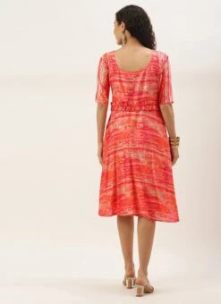 Multicolored Art Silk Round Neck Dress Festive Wear -Indo Clothing Shop Multicolored Art Silk Round Neck Dress DRBS02307733 b