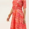 Multicolored Art Silk Round Neck Dress Festive Wear