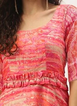 Multicolored Art Silk Round Neck Dress Festive Wear -Indo Clothing Shop Multicolored Art Silk Round Neck Dress DRBS02307733 rrc1