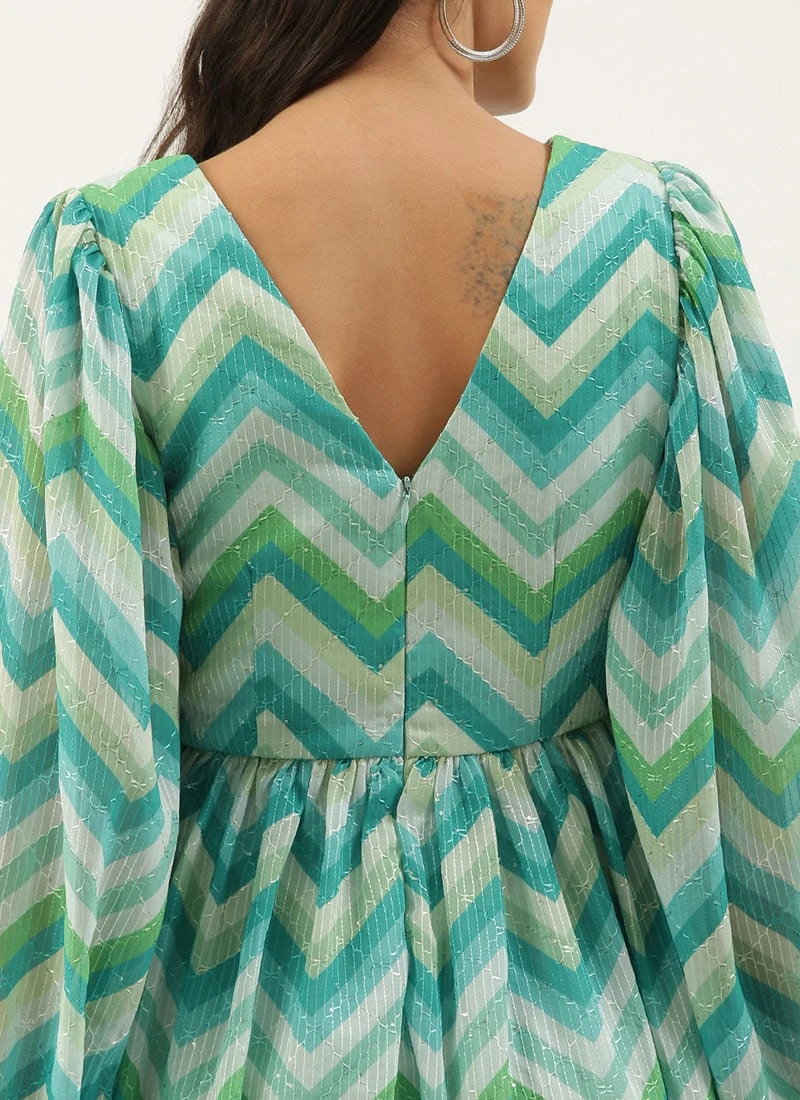 Multicolored Chinon Printed N Embroidered Maxi Dress After Six Wear 6 Multicolored Chinon Printed N Embroidered Maxi Dress After Six Wear - Image 6