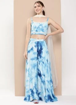 Bottom From Multicolored Chinon Sharara Set After Six Wear -Indo Clothing Shop Multicolored Chinon Sharara Set IWBS02302198 u 1