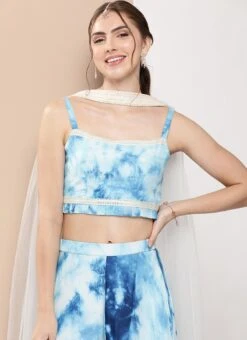 Bottom From Multicolored Chinon Sharara Set After Six Wear -Indo Clothing Shop Multicolored Chinon Sharara Set IWBS02302198 rrc1 1