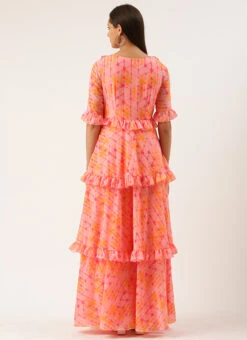 Multicolored Digital Print Georgette Gown Festive Wear -Indo Clothing Shop Multicolored Digital Print Georgette Gown DRBS02206241 b