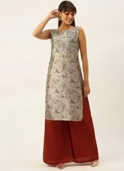 Multicolored Digital Print Palazzo Suit Party Wear -Indo Clothing Shop Multicolored Digital Print Palazzo Suit KSBS02201298 u