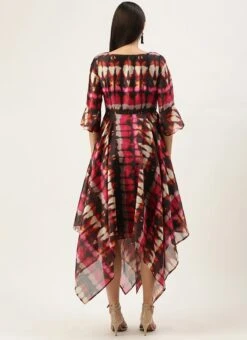 Multicolored Digital Printed Art Silk Dress After Six Wear -Indo Clothing Shop Multicolored Digital Printed Art Silk Dress DRBS02109774 b