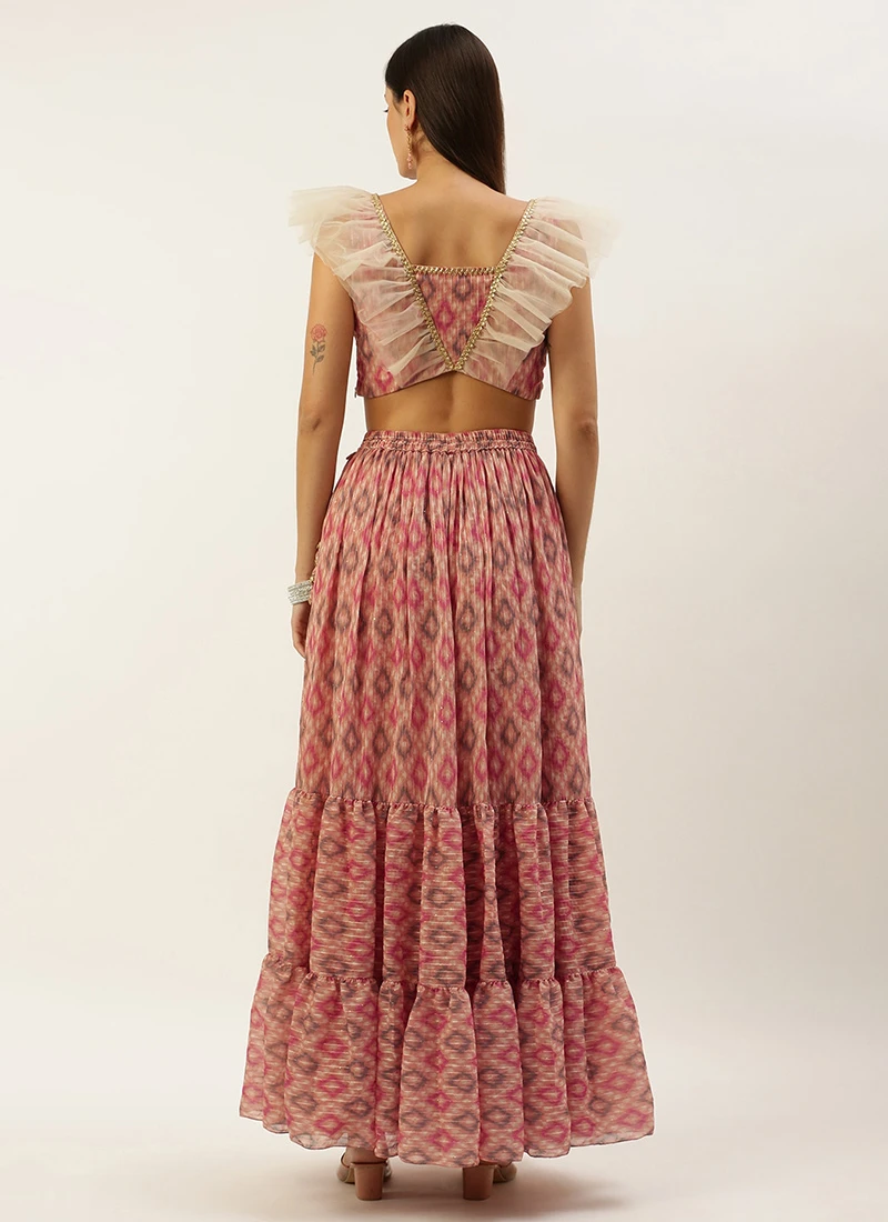 Skirt From Multicolored Digital Printed Co Ords Set After Six Wear 4 Skirt From Multicolored Digital Printed Co Ords Set After Six Wear - Image 4