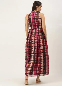 Multicolored Digital Printed Gathered Dress After Six Wear 11 Multicolored Digital Printed Gathered Dress After Six Wear -Indo Clothing Shop Multicolored Digital Printed Gathered Dress DRBS02110843 b