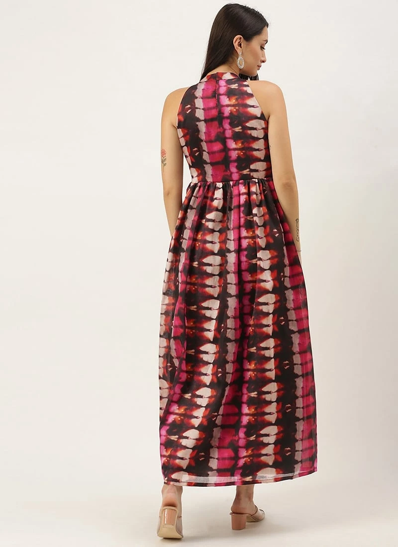 Multicolored Digital Printed Gathered Dress After Six Wear 4 Multicolored Digital Printed Gathered Dress After Six Wear - Image 4