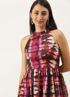 Multicolored Digital Printed Gathered Dress After Six Wear 13 Multicolored Digital Printed Gathered Dress After Six Wear -Indo Clothing Shop Multicolored Digital Printed Gathered Dress DRBS02110843 rrc2
