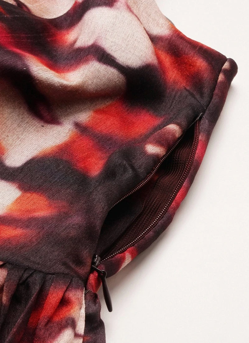 Multicolored Digital Printed Gathered Dress After Six Wear 7 Multicolored Digital Printed Gathered Dress After Six Wear - Image 7