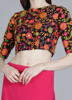 Multicolored Embroidered Blouse Festive Wear