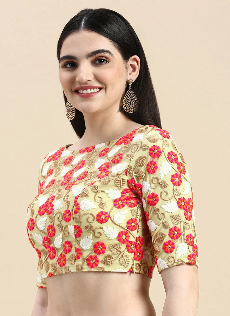 Multicolored Embroidered Net Blouse Festive Wear 1 Multicolored Embroidered Net Blouse Festive Wear