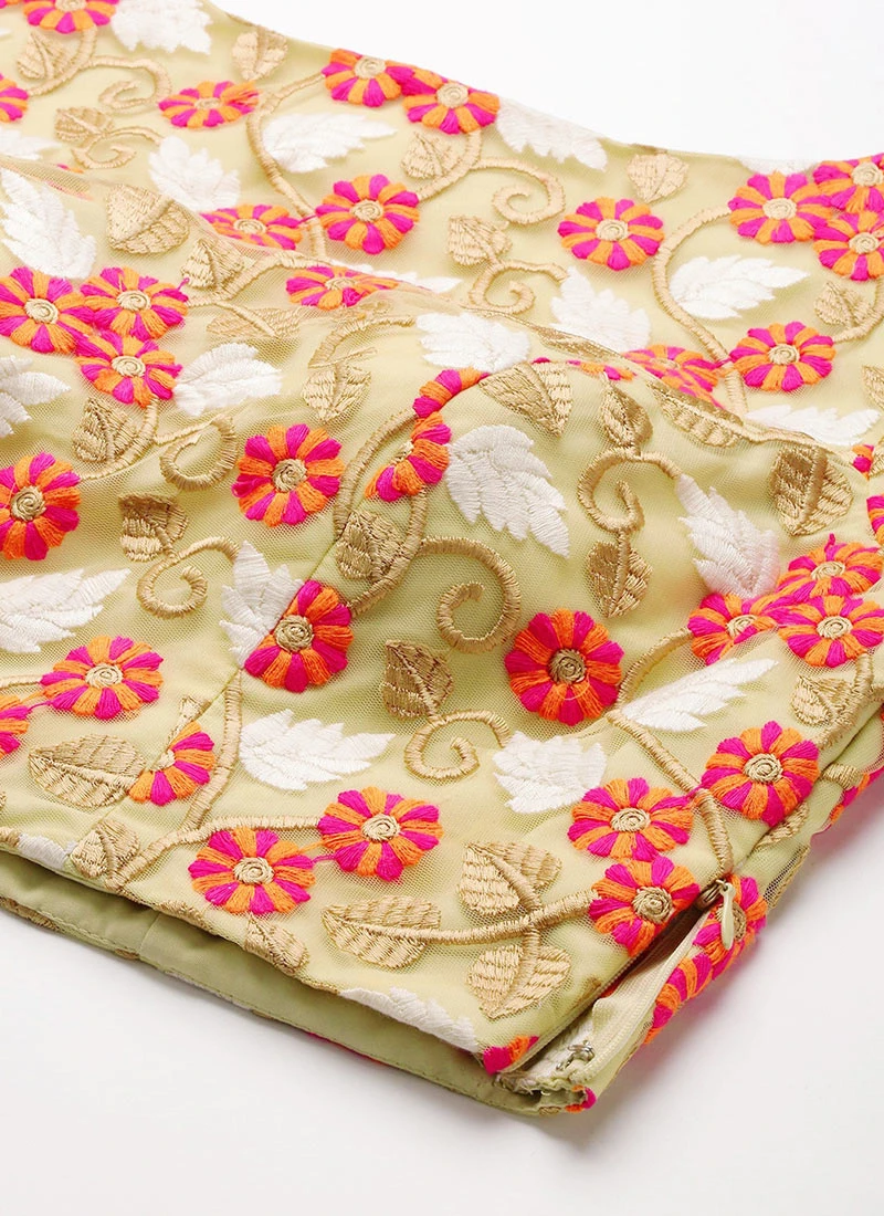 Multicolored Embroidered Net Blouse Festive Wear 5 Multicolored Embroidered Net Blouse Festive Wear - Image 5