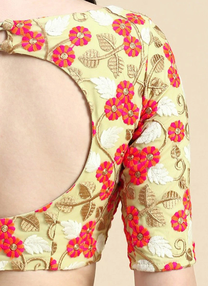 Multicolored Embroidered Net Blouse Festive Wear 8 Multicolored Embroidered Net Blouse Festive Wear - Image 8