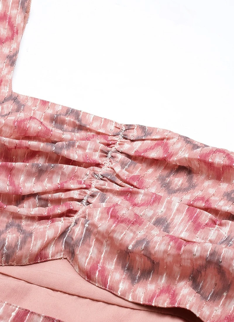 Multicolored Georgette Digital Printed Dress Festive Wear After Six Wear 5 Multicolored Georgette Digital Printed Dress Festive Wear After Six Wear - Image 5