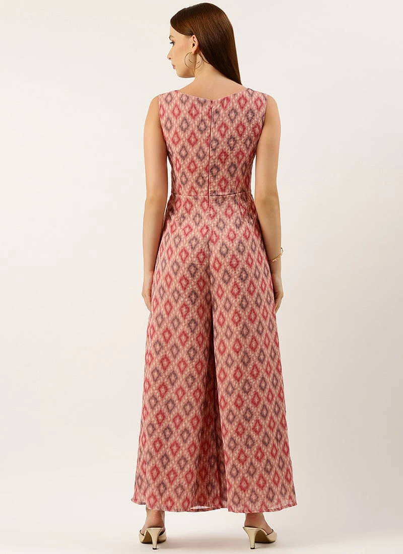 Multicolored Georgette Digital Printed Jumpsuit Festive Wear After Six Wear 4 Multicolored Georgette Digital Printed Jumpsuit Festive Wear After Six Wear - Image 4