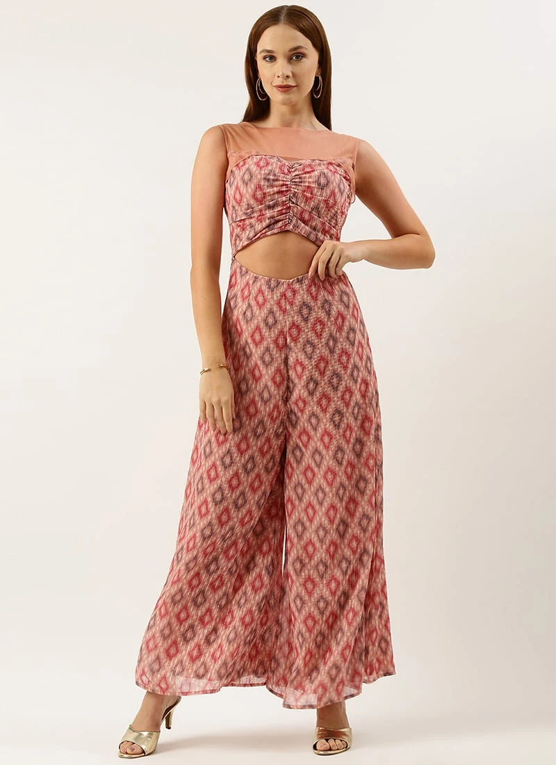 Multicolored Georgette Digital Printed Jumpsuit Festive Wear After Six Wear 3 Multicolored Georgette Digital Printed Jumpsuit Festive Wear After Six Wear - Image 3