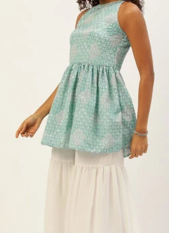 Top From Multicolored Georgette Embroidered Gharara Suit After Six Wear