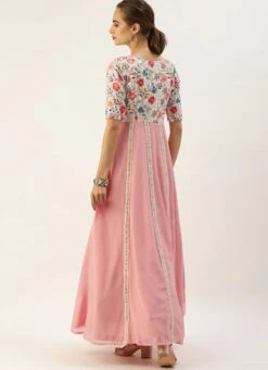 Multicolored Georgette Embroidered Kali Style Gown Festive Wear -Indo Clothing Shop Multicolored Georgette Embroidered Kali Style Gown IWBS02104149 b
