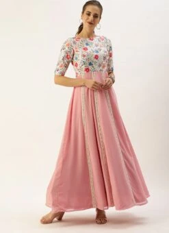 Multicolored Georgette Embroidered Kali Style Gown Festive Wear -Indo Clothing Shop Multicolored Georgette Embroidered Kali Style Gown IWBS02104149 u