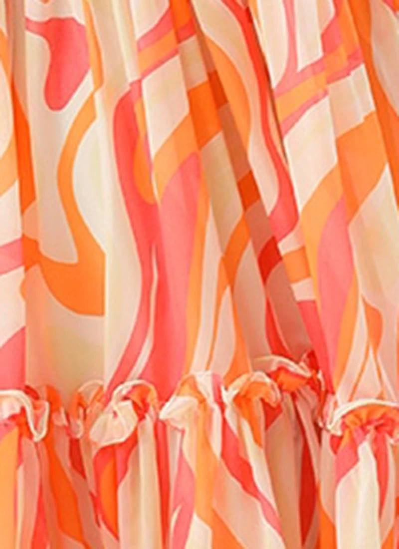 Multicolored Georgette Pinted Tiered Gathers Dress After Six Wear 7 Multicolored Georgette Pinted Tiered Gathers Dress After Six Wear - Image 7