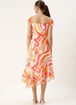 Multicolored Georgette Print Dress Festive Wear 11 Multicolored Georgette Print Dress Festive Wear -Indo Clothing Shop Multicolored Georgette Print Dress DRBS02307753 b