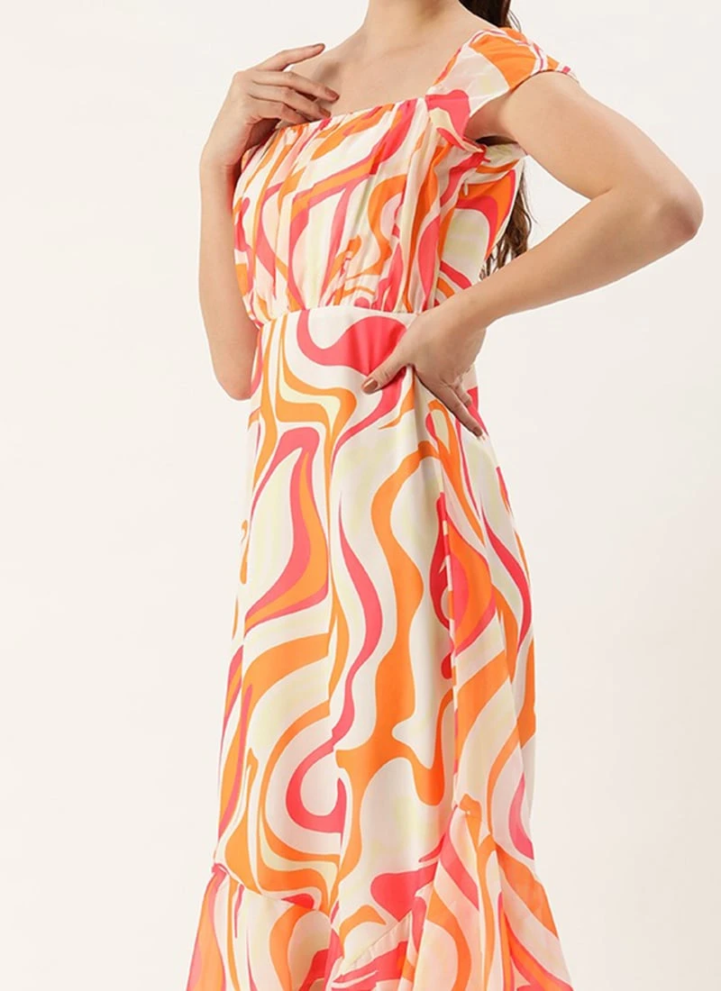 Multicolored Georgette Print Dress Festive Wear 1 Multicolored Georgette Print Dress Festive Wear