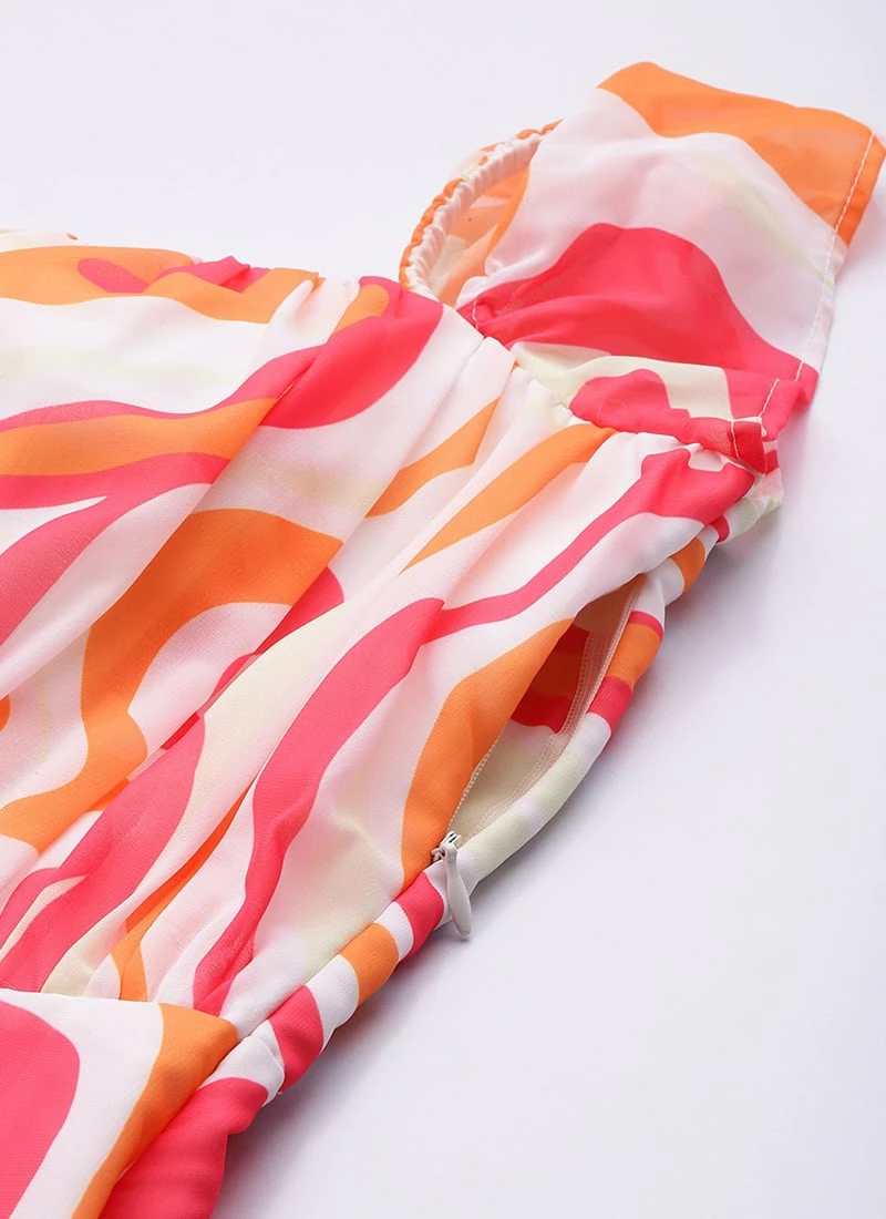 Multicolored Georgette Print Dress Festive Wear 5 Multicolored Georgette Print Dress Festive Wear - Image 5