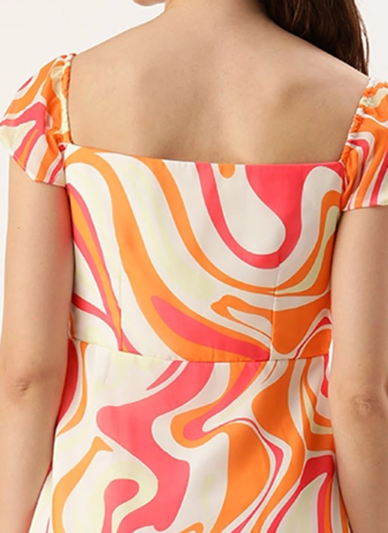 Multicolored Georgette Print Dress Festive Wear 6 Multicolored Georgette Print Dress Festive Wear - Image 6