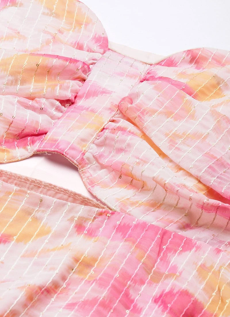 Multicolored Georgette Printed Dress Party Wear 5 Multicolored Georgette Printed Dress Party Wear - Image 5