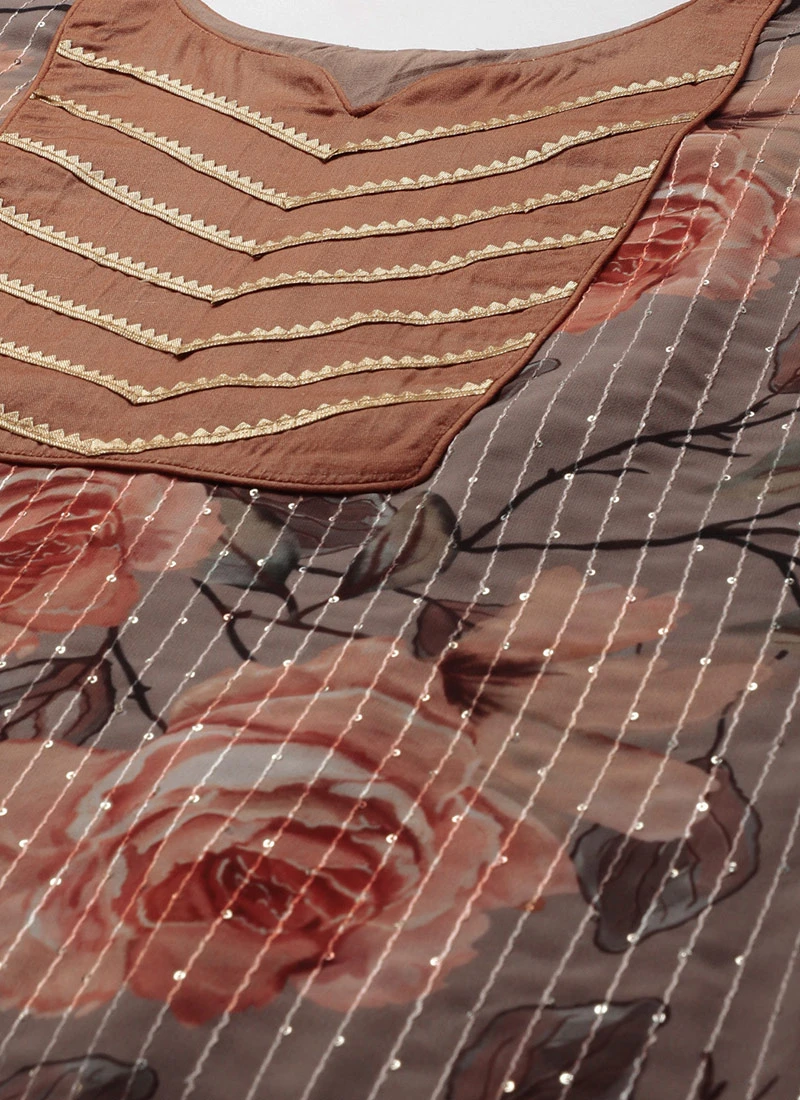 Multicolored Georgette Printed Embroidered Kurti Set Festive Wear After Six Wear 5 Multicolored Georgette Printed Embroidered Kurti Set Festive Wear After Six Wear - Image 5