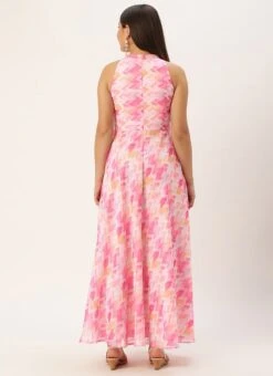 Multicolored Georgette Printed Halter Neck Dress After Six Wear 11 Multicolored Georgette Printed Halter Neck Dress After Six Wear -Indo Clothing Shop Multicolored Georgette Printed Halter Neck Dress DRBS02302437 b
