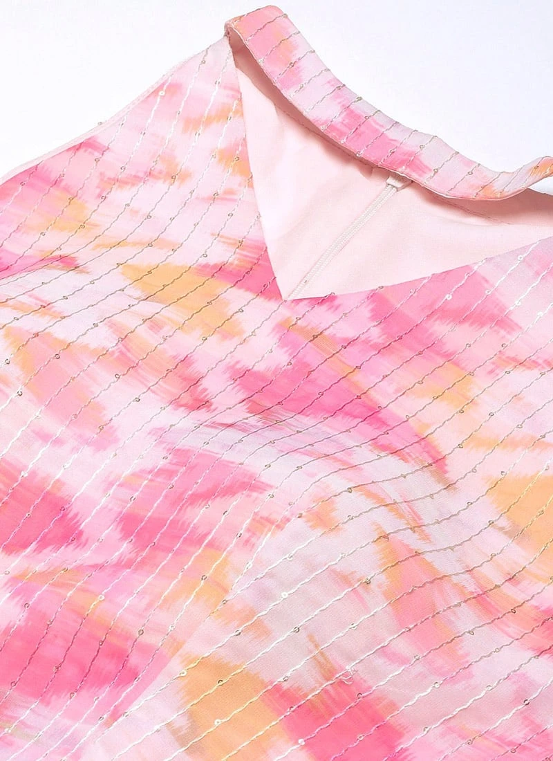 Multicolored Georgette Printed Halter Neck Dress After Six Wear 5 Multicolored Georgette Printed Halter Neck Dress After Six Wear - Image 5