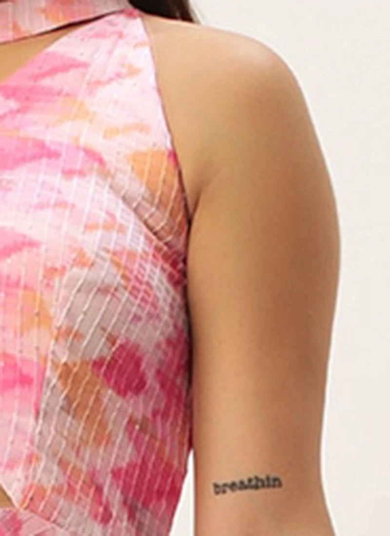 Multicolored Georgette Printed Halter Neck Dress After Six Wear 7 Multicolored Georgette Printed Halter Neck Dress After Six Wear - Image 7