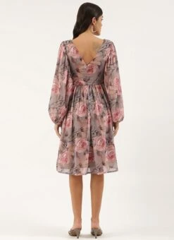 Multicolored Georgette Printed N Embroidered Maxi Dress Festive Wear -Indo Clothing Shop Multicolored Georgette Printed N Embroidered Maxi dress DRBS02205041 b