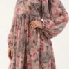 Multicolored Georgette Printed N Embroidered Maxi Dress Festive Wear