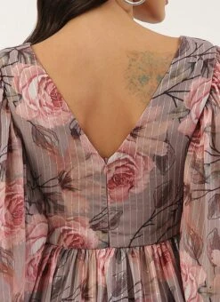 Multicolored Georgette Printed N Embroidered Maxi Dress Festive Wear -Indo Clothing Shop Multicolored Georgette Printed N Embroidered Maxi dress DRBS02205041 rrc2