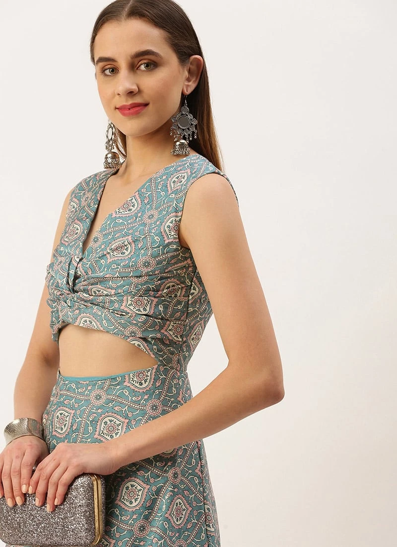 Multicolored Modal Digital Printed Dress Festive Wear After Six Wear 8 Multicolored Modal Digital Printed Dress Festive Wear After Six Wear - Image 8