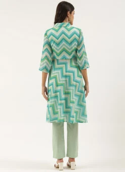 Multicolored N Green Printed Kurta Set Festive Wear -Indo Clothing Shop Multicolored N Green Printed Kurta Set KSBS02205970 b