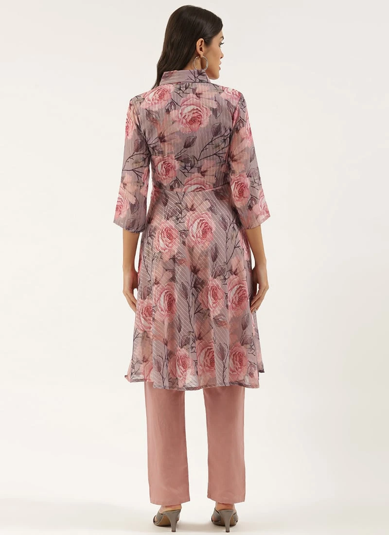 Multicolored N Mauve Kurta Set After Six Wear 4 Multicolored N Mauve Kurta Set After Six Wear - Image 4