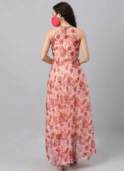 Multicolored Organza Asymmetrical Length Dress After Six Wear -Indo Clothing Shop Multicolored Organza Asymmetrical Length Dress IWBS02004359 b