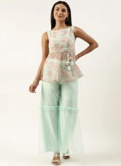 Bottom From Multicolored Organza Gharara Set After Six Wear -Indo Clothing Shop Multicolored Organza Gharara Set IWBS02210924 u