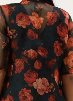 Multicolored Organza Jacket N Teal Blue Dress Festive Wear -Indo Clothing Shop Multicolored Organza Jacket N Teal Blue Dress DRBS02303652 rrc3