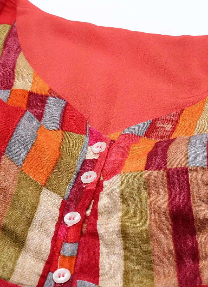 Multicolored Printed A Line Dress After Six Wear 5 Multicolored Printed A Line Dress After Six Wear - Image 5