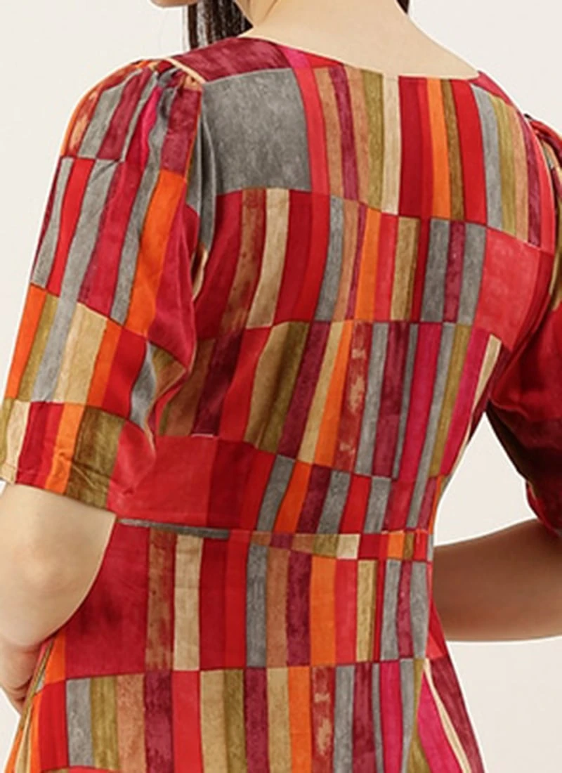 Multicolored Printed A Line Dress After Six Wear 6 Multicolored Printed A Line Dress After Six Wear - Image 6