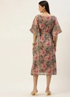 Multicolored Printed N Embroidered V Neckline Kaftan Festive Wear After Six Wear -Indo Clothing Shop Multicolored Printed N Embroidered V Neckline Kaftan DRBS02204674 b