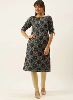 Multicolored Printed Straight Pant Kurta Set Festive Wear -Indo Clothing Shop Multicolored Printed Straight Pant Kurta Set KSBS02201297 u